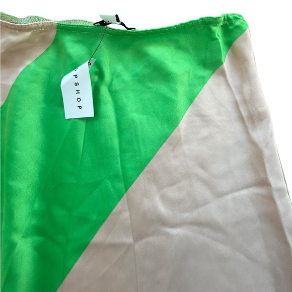 Topshop Wide Stripe Maxi Skirt Neon Green Cream Size 2 NWT - Picture 3 of 11